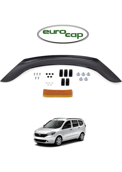 Dacia Lodgy Ön Kaput Koruma Rüzgarlığı 3 mm Akrilik (Abs) Parlak Siyah Deflektör 2013->