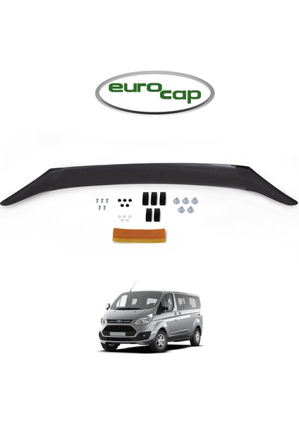 Ford Tourneo Custom Ön Kaput Koruma Rüzgarlığı 3 mm Akrilik Abs Parlak Siyah Deflektör 12-17