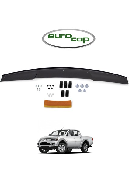 Mitsubishi L200 Ön Kaput Koruma Rüzgarlığı 3 mm Akrilik (Abs) Parlak Siyah Deflektör 2007-15