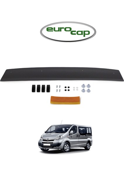 Renault Trafic Ön Kaput Koruma Rüzgarlığı 3 mm Akrilik (Abs) Parlak Siyah Deflektör 2001-2014