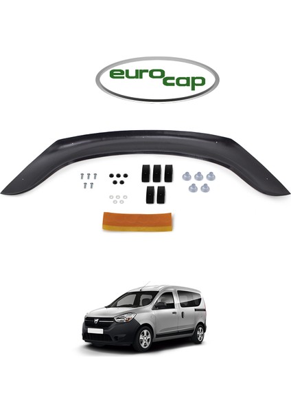 Dacia Dokker Ön Kaput Koruma Rüzgarlığı 3 mm Akrilik (Abs) Parlak Siyah Deflektör 2013->