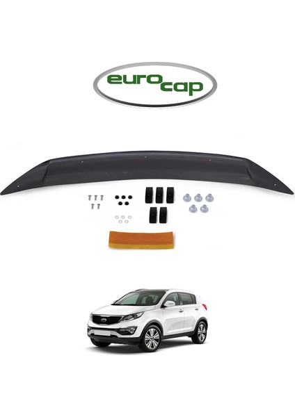 Kia Sportage Ön Kaput Koruma Rüzgarlığı 3 mm Akrilik (Abs) Parlak Siyah Deflektör 2011-2015