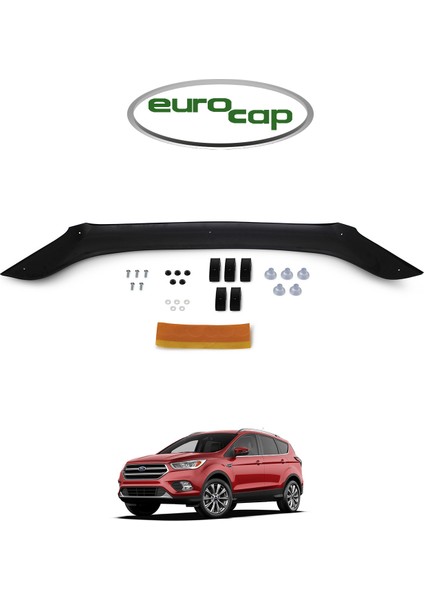 Ford Kuga Ön Kaput Koruma Rüzgarlığı 3 mm Akrilik (Abs) Parlak Siyah Deflektör 2017-2020