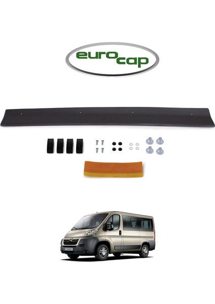 Citroen Jumper Ön Kaput Koruma Rüzgarlığı 3 mm Akrilik (Abs) Parlak Siyah Deflektör 2006-2014
