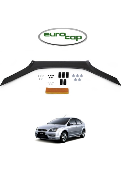 Ford Focus Ön Kaput Koruma Rüzgarlığı 3 mm Akrilik (Abs) Parlak Siyah Deflektör 2005-2008
