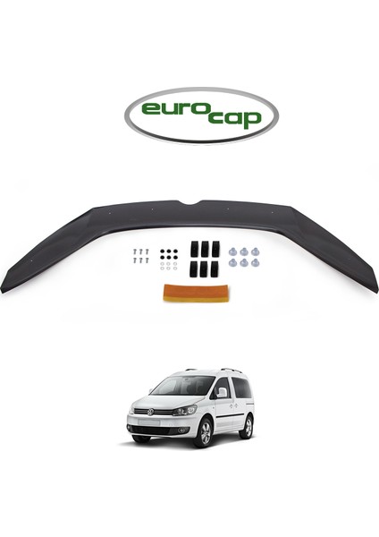 Volkswagen Caddy Ön Kaput Koruma Rüzgarlığı 3 mm Akrilik (Abs) Parlak Siyah Deflektör 2010-15