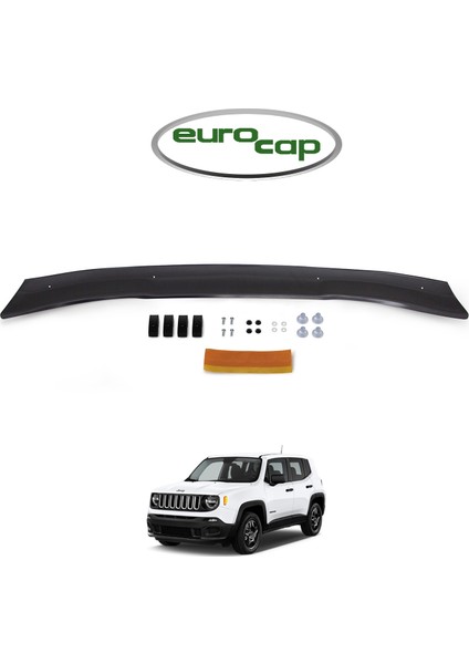 Jeep Renegade Ön Kaput Koruma Rüzgarlığı 3 mm Akrilik (Abs) Parlak Siyah Deflektör 2015->