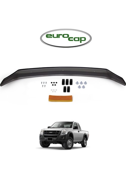 Isuzu D-Max Ön Kaput Koruma Rüzgarlığı 3 mm Akrilik (Abs) Parlak Siyah Deflektör 2006-2012