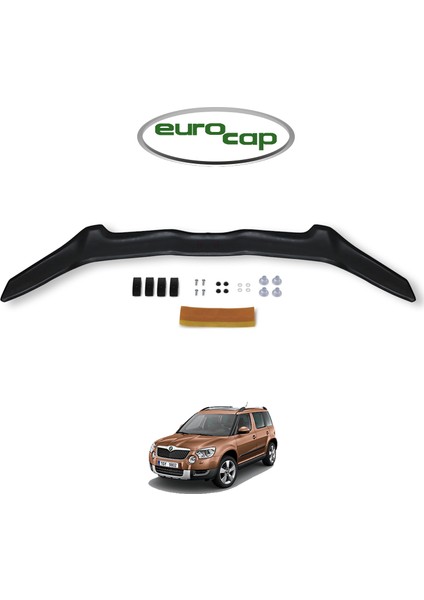 Skoda Yeti Ön Kaput Koruma Rüzgarlığı 3 mm Akrilik (Abs) Parlak Siyah Deflektör 2009-2013