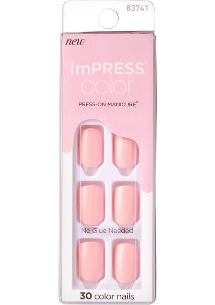 Color Kendinden Yapışkanlı Takma Tırnak Kısa Parlak Açık Pembe