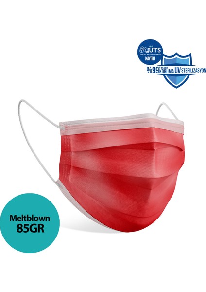 Kırmızı Meltblown Kumaş Full Ultrasonik 3 Katlı Cerrahi Maske - Burun Telli fiyatları