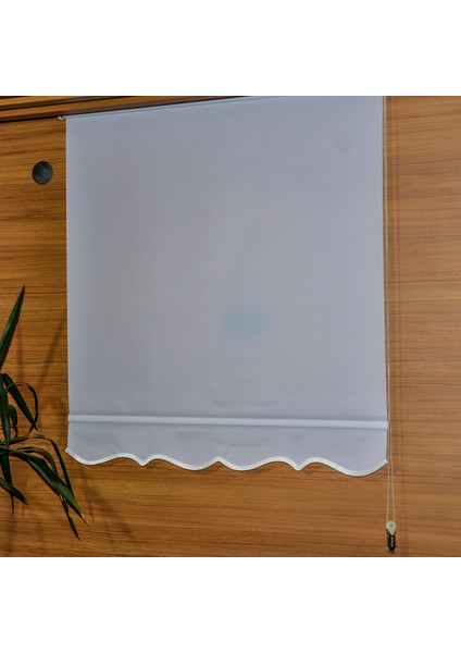 Etek Dilimsiz Sağ Yönlü Düz Beyaz Stor Perde