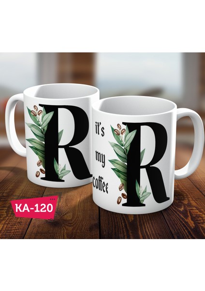 R Harf Baskılı Hediyelik Kahve Kupa Bardak