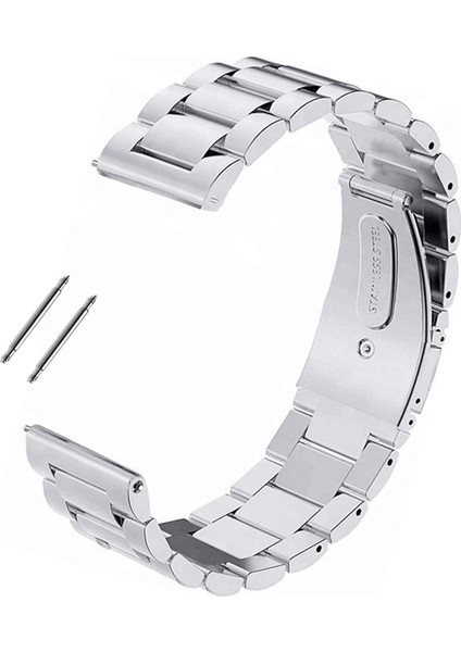 Saat Uyumlu Paslanmaz Çelik Metal Saat Kordonu 24MM Gümüş