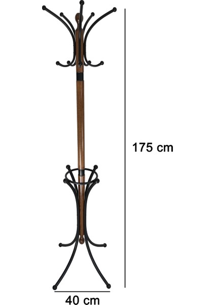 Portmanto Ayaklı Askılık - Boyalı Bambu x Model Ceviz