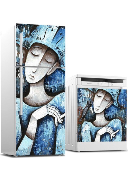 Buzdolabı ve Bulaşık Makinası Sticker Kaplama Etiketi Sanat