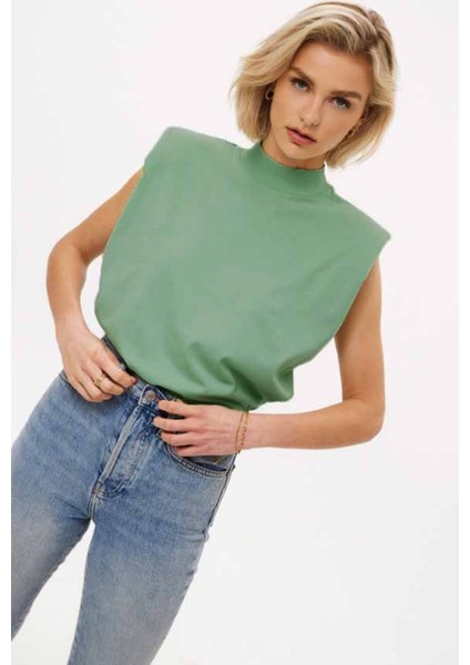 Mad Girls Mint Yeşili Vatkalı Tişört MG900