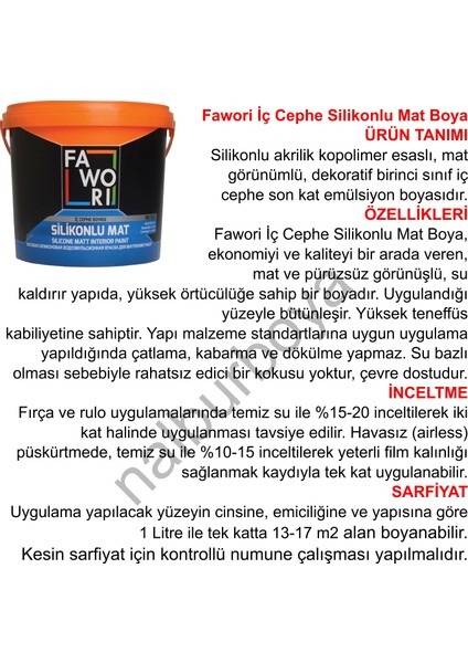 Silikonlu Mat Iç Cephe Boyası 7.5 Lt / 10 kg - Su Bazlı Kil Taşı