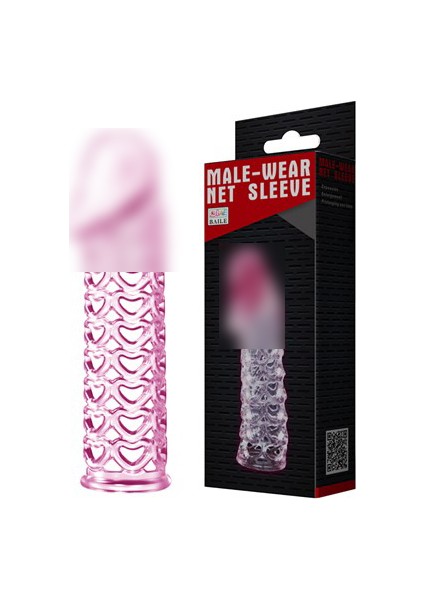 Net Sleeve Silikon Penis Kılıfı Uzatmalı Prezervatif Dildo Pembe