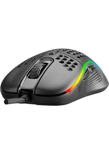 SMX-R85 GENTLE 6400dpi Siyah RGB Ledli Süper Hafif Makrolu Gaming Oyuncu Mouse