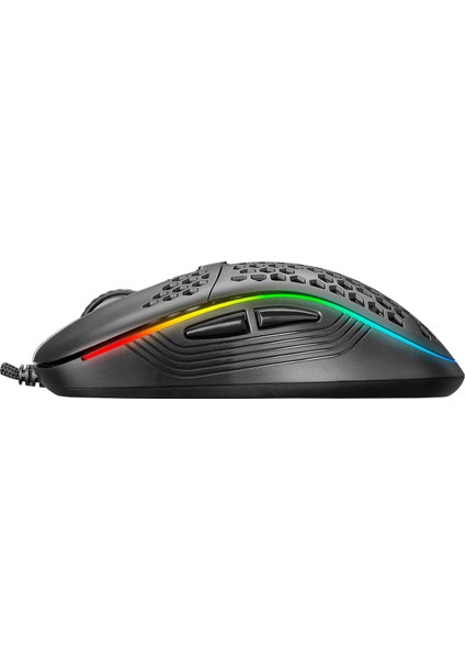 SMX-R85 GENTLE 6400dpi Siyah RGB Ledli Süper Hafif Makrolu Gaming Oyuncu Mouse