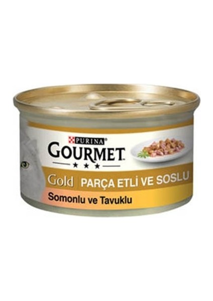 Gourmet Gold Parça Etli Somonlu ve Tavuklu 85 gr x 24