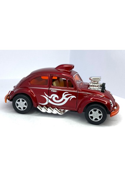 Volkswagen Beetle Custom Dragracer (Hareketli Motor) Çekbırak 5inch. Lisanslı Model Araba Oyuncak Araba
