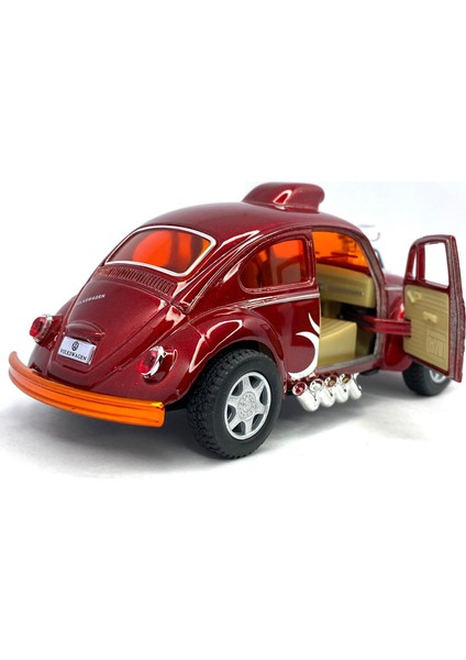 Volkswagen Beetle Custom Dragracer (Hareketli Motor) Çekbırak 5inch. Lisanslı Model Araba Oyuncak Araba