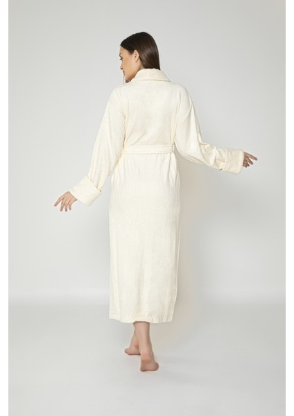 Bambu Nakış Bukle Bambo Cotton Bayan Bornozu