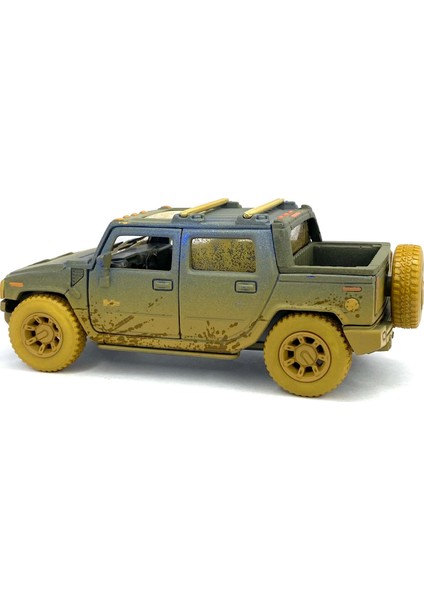 2005 Hummer H2 Sut (Çamur Desenli) - Çek Bırak 5inch. Lisanslı Model Araba, Oyuncak Araba 1:40
