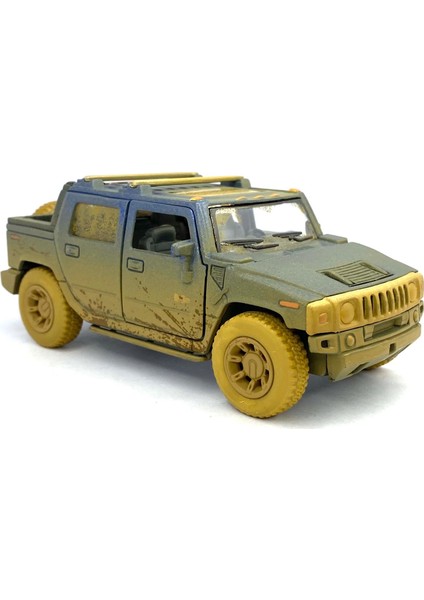 2005 Hummer H2 Sut (Çamur Desenli) - Çek Bırak 5inch. Lisanslı Model Araba, Oyuncak Araba 1:40