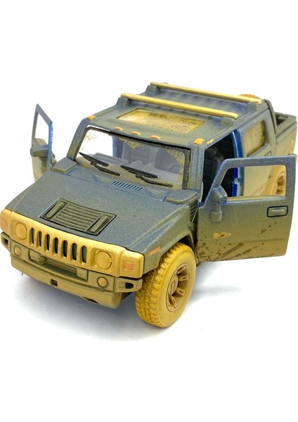 2005 Hummer H2 Sut (Çamur Desenli) - Çek Bırak 5inch. Lisanslı Model Araba, Oyuncak Araba 1:40