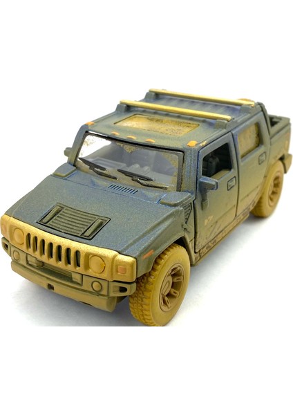 2005 Hummer H2 Sut (Çamur Desenli) - Çek Bırak 5inch. Lisanslı Model Araba, Oyuncak Araba 1:40