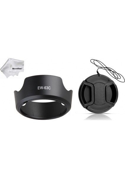 Canon 18-55MM Is Stm Lens Için EW-63C Parasoley + Lens Kapağı Kapak