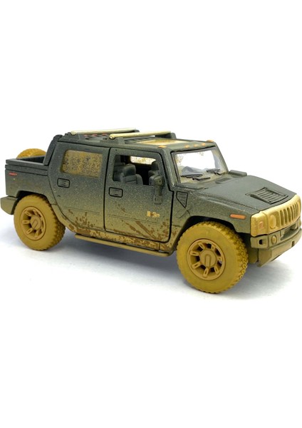 2005 Hummer H2 Sut (Çamur Desenli) - Çek Bırak 5inch. Lisanslı Model Araba, Oyuncak Araba 1:40
