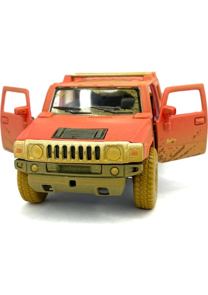 2005 Hummer H2 Sut (Çamur Desenli) - Çek Bırak 5inch. Lisanslı Model Araba, Oyuncak Araba 1:40