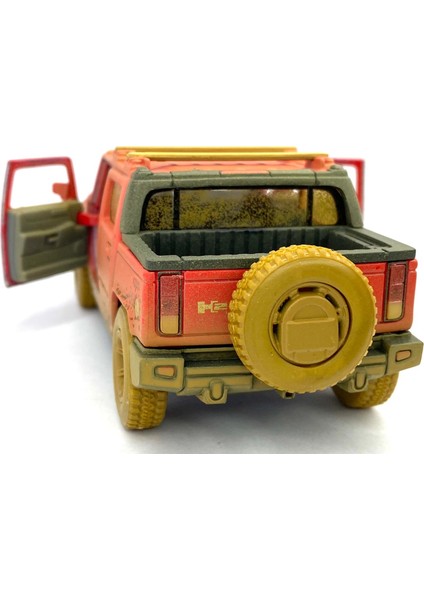 2005 Hummer H2 Sut (Çamur Desenli) - Çek Bırak 5inch. Lisanslı Model Araba, Oyuncak Araba 1:40