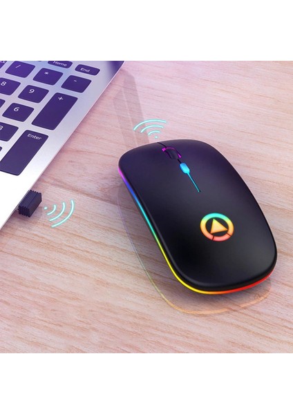 Şarj Edilebilir Kablosuz LED Işıklı Sessiz Optik Mouse