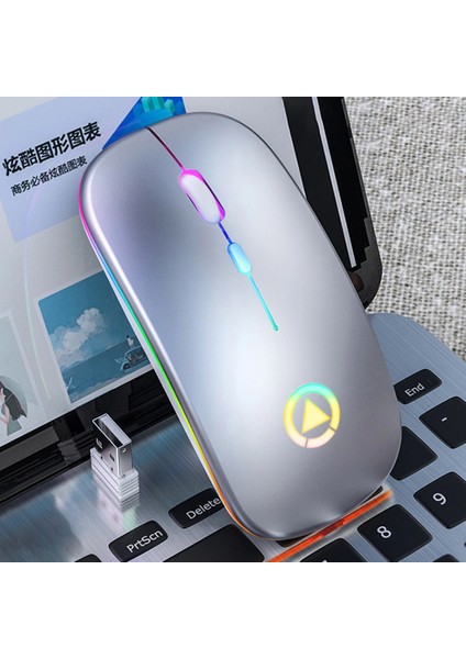 Şarj Edilebilir Kablosuz LED Işıklı Sessiz Optik Mouse