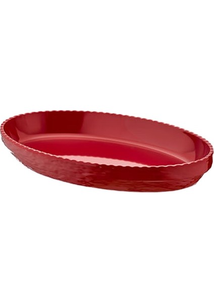 21040.R - Olie Oval Kırmızı Servis Tabağı 40x25 cm, Thermoset Melamin