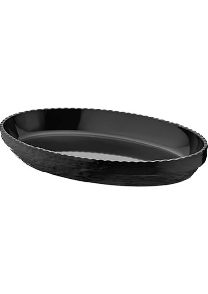 21040.BL - Olie Oval Siyah Servis Tabağı 40x25cm, Thermoset Melamin