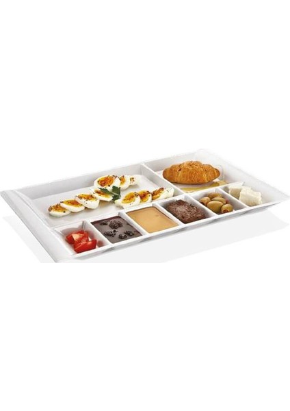 109.PW - 8 Bölmeli 2'li Tabldot Kahvaltılık Seti 41X26 cm, Thermoset Melamin