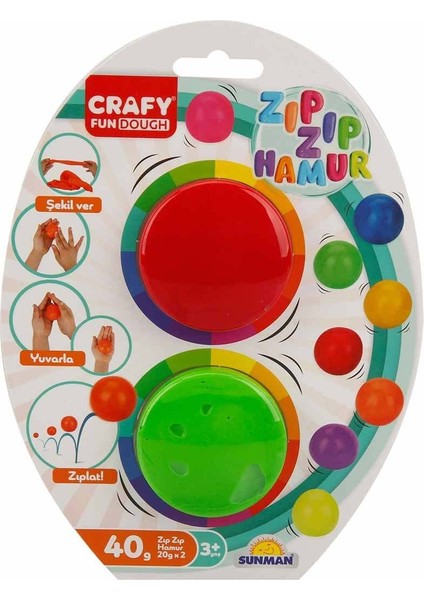 Crafy 2'li Zıp Zıp Oyun Hamuru 40 Gr.