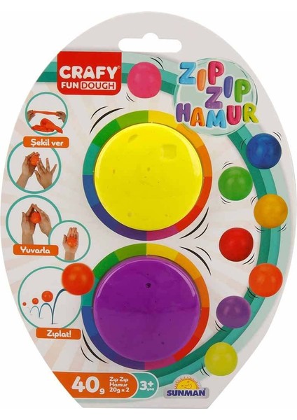Crafy 2'li Zıp Zıp Oyun Hamuru 40 Gr.