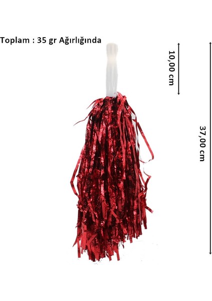 Gösteri Ponponu, Metalize, 2 Adet - 35 gr - Kırmızı