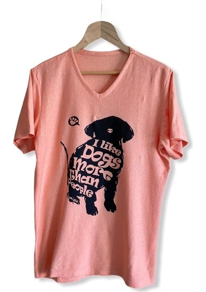 Hayvansever Tişört I Love Dogs More Than People Açık Turuncu modelleri