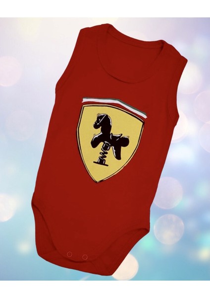 Unisex Bebek Kırmızı Sallanan At Atlet Body