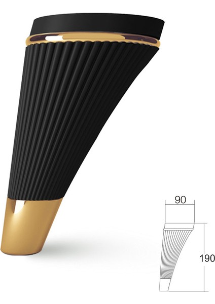 Sementa Berjer, Koltuk, Kanepe ve Çekyat Ayağı 19 cm 4'lü Siyah Krom