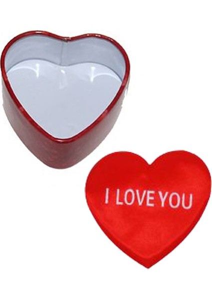 Metal Kırmızı Renk I Love You 3 Lü Kalp Şeklinde Hediye Kutusu