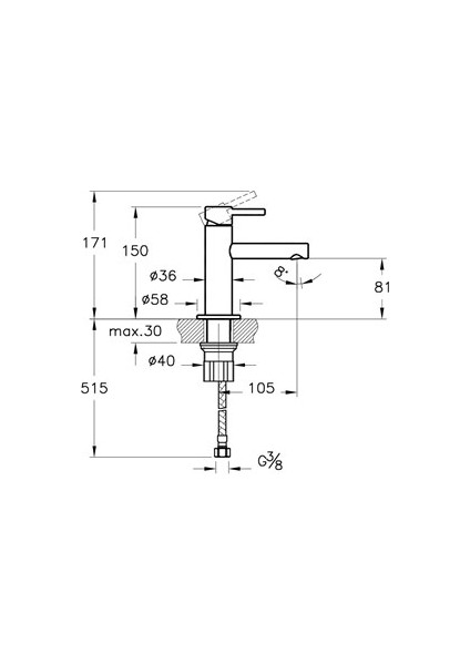 Vitra Origin Lavabo Bataryası Kısa Krom A42555